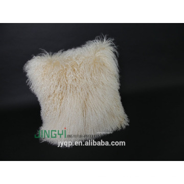 Home Textile Mongolian lamb Sheepskin fur Cushion Cover Natrual White